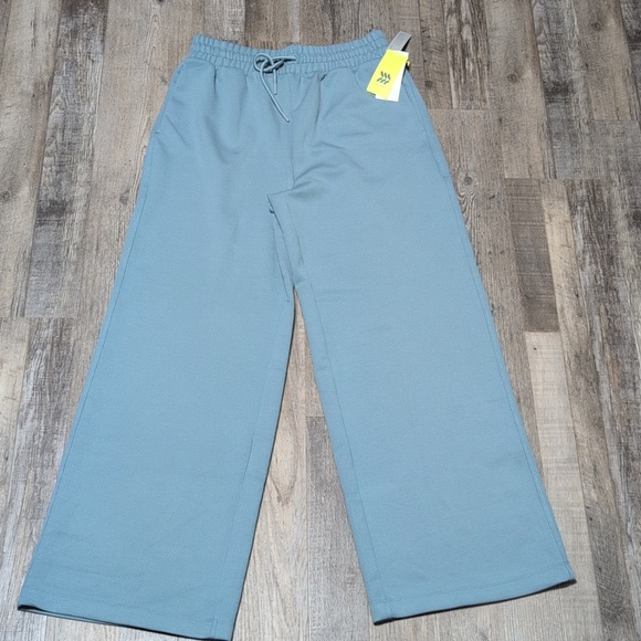 all in motion Pale Blue Ribbed Drawstring Wide Leg Pants - Picture 3 of 10